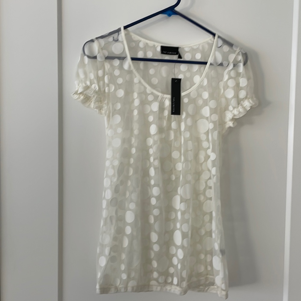 NWT Limited Polka Dot And Net Sheer Blouse Medium